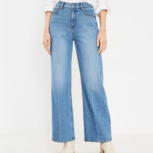NWT LOFT High Rise Wide Leg Jeans in Authentic Mid Indigo Wash